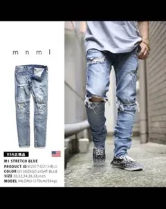 mnml M1 STRETCH BLUE インディゴライトブルー