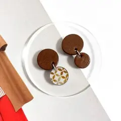イヤリング アクセサリー 和風 和柄 着物 レザー ハンドメイド 栃木レザー