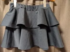 ブラック フレアシンプルスカート 二段フリル