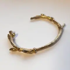 ヴィンテージショップ購入　小枝とつぼみのゴールドバングル　真鍮