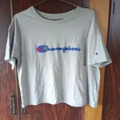 champion　ショート丈　Tシャツ　サガラ刺繍　L　グレーのサムネイル