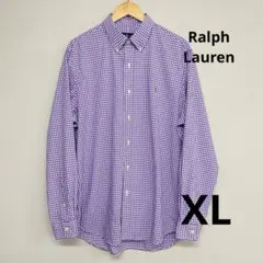 Ralph Lauren BDシャツ　ギンガムチェック紫　XL