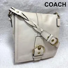 COACH ソーホー フラップショルダーバッグ レザー 編み込み ゴールド金具