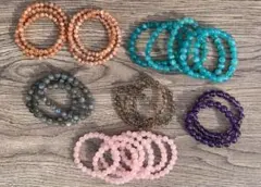 まとめ売り206 ブラックスーパーセブンアマゾナイトサンストーンなどブレスレット