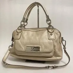 COACH 2way ショルダーバッグ ダブルジップ シャンパンゴールド