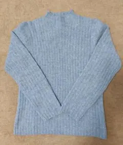 ユニクロ◆ワイドリブモックネックセーターライトブルー
