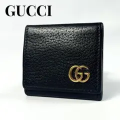 希少✨グッチ コインケース 小銭入れ GGマーモント ロゴ金具 レザー 黒