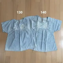 刺繍入り デニムチュニック 2枚セット 130 140