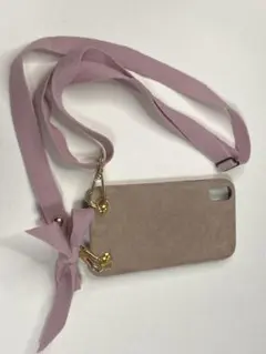 iPhone XR ケース ネックストラップ ショルダー スマホケース ピンク