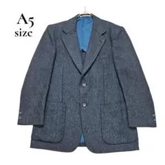 メンズ テーラードジャケット A5 M相当 ネイビー 背抜き ウール　2つボタン