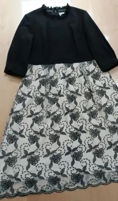 EMMAJAMES　花柄ワンピース　大きいサイズ　13号　黒　フォーマル