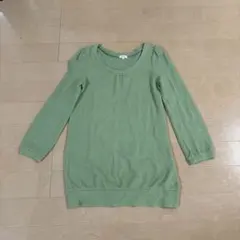 HusHush ラメ入りグリーン チュニックセーター M 2