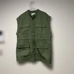 DISCOAT ミリタリーベスト　ディスコート　ベスト　ジレ　カーキF