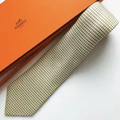 【美品】 HERMES ネクタイ ドット柄 ホワイト