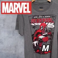 DEADPOOL/MARVEL US古着 ビッグプリントグレイ杢TシャツY361のサムネイル