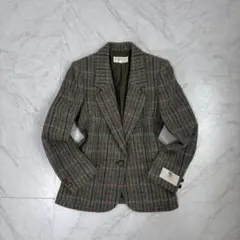 ブリティッシュ フォーマル テーラードジャケット ブレザー チェック柄 古着