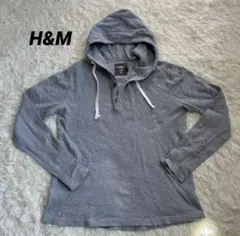 【洗濯済み】H&M フード付きグレーパーカー　コットン　サイズM