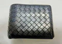 「ボッテガヴェネタ イントレチャート 二つ折り財布 ネイビー レザー 希少」