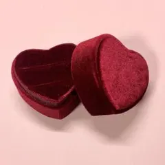 リングケース　ハート　ベロア　ベルベット　赤　2列