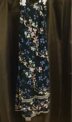 インド綿マキシ丈花柄ラップスカート（巻きスカート）