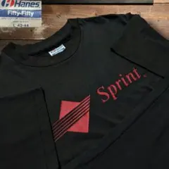 80年代　Hanes　USA製　携帯電話会社　企業Tシャツ　鬼フェード　L　黒