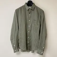 BACK NUMBER 麻 長袖シャツ カーキ Lのサムネイル