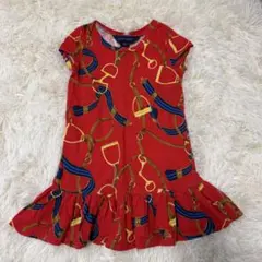 Ralph Lauren 赤 ハーネス 馬具柄 半袖ワンピース 4/4T 100のサムネイル