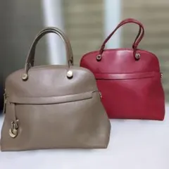 FURLA パイパー レッド＆グレージュMサイズ