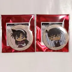 名探偵コナン コナンカフェ 缶バッジ レトロ 工藤新一 毛利蘭 新蘭