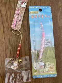 ご当地キティ ストラップ金のシャチホコ＆ファスナーマスコット