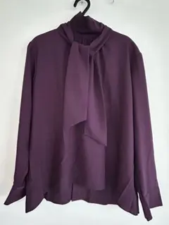 Kamakura Shirts リボン付きパープル長袖シャツのサムネイル
