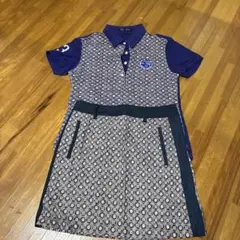 再値下げ　23区ゴルフ　ネイビー 花柄 ポロシャツ スカートセット