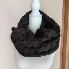 深緑　ケーブル編み 　スヌード　マフラー