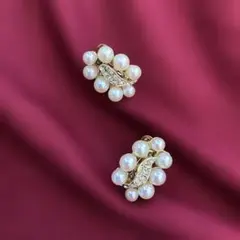 パール×スワロフスキー イヤリング ゴールド 華やか エレガント 上品