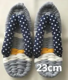 布ぞうりレディース　杢グレー系・ドット