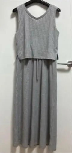 グレー ノースリーブ ロングワンピース サイズM