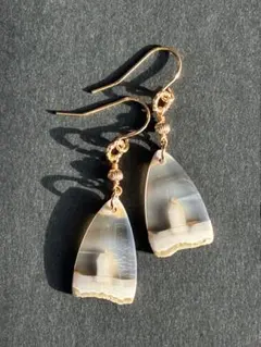 14kgf クリスマスキャンドル レアアゲート ピアス