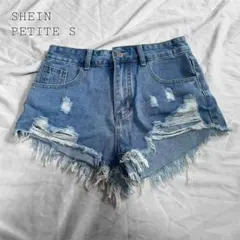 SHEIN デニムショートパンツ ダメージ PETITE S 夏コーデ