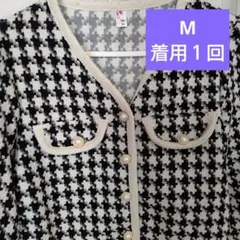 ジャケット レディース 短め ハウンドトゥース柄ジャケット