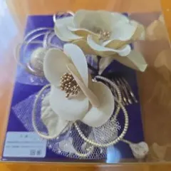 アイボリー花モチーフ髪飾り　着物　成人式　入学式　卒業式