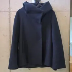 【ZARA】ネイビー フード付き ウール（20%）コート