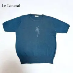 90s 半袖ニット 刺繍　花柄　レトロ　ストレッチ　大人可愛い　フェミニン　綺麗