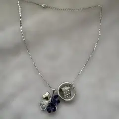 蝶モチーフ ネックレス パープル ハート リング2WAY ラインストーン 可愛い
