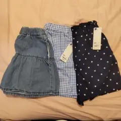 新品未使用 GU キュロット 3枚セット 140 ショートパンツ