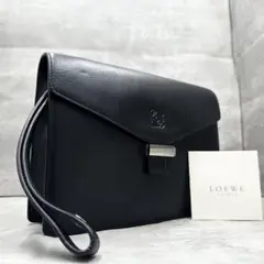 美品✨ ロエベ アナグラム セカンドバッグ ハンドバッグ 2way レザー 黒