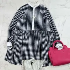 SHIPS シップス ギンガムチェック シャツ ワンピ チュニック ペプラム