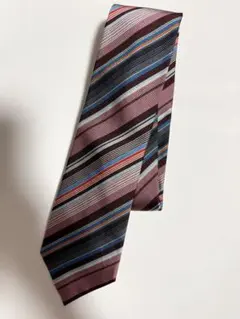 未使用タグ付　ポールスミス　ネクタイ　紺ピンク　マルチカラー　ストライプ