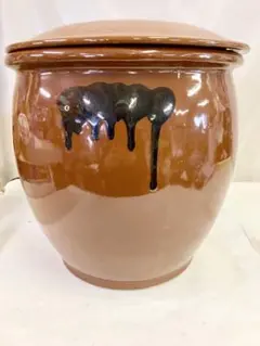 200★常滑焼 久松窯 10号 レトロ 蓋付き 陶器 壺 漬物樽 保存容器① 200☆常滑焼 久松窯 10号 レトロ 蓋付き 陶器 壺 漬物樽 保存容器①