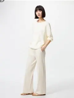 UNIQLO ユニクロ ウォッシャブルニットリブパンツ M ホワイト