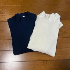 UNIQLO ヒートテックフリースモックネックT　白　紺　S　2枚セット